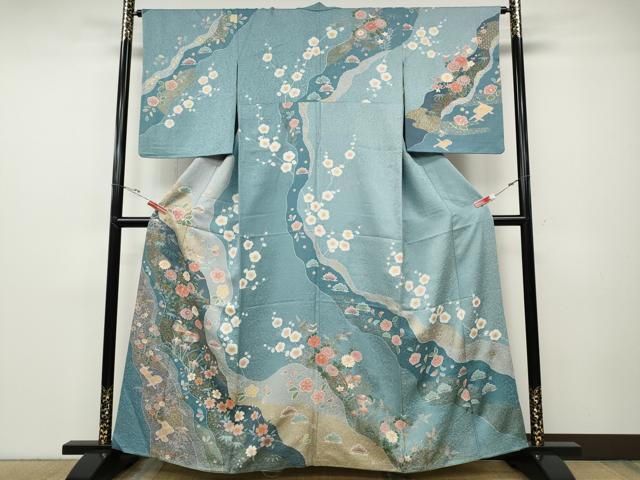 平和屋着物●訪問着　道長鴛鴦花文　金彩　正絹　逸品　CABD7310ut