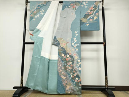 平和屋着物●訪問着　道長鴛鴦花文　金彩　正絹　逸品　CABD7310ut