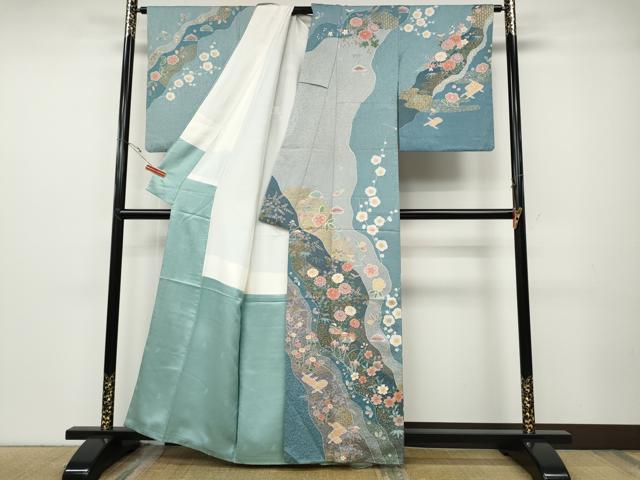 平和屋着物●訪問着　道長鴛鴦花文　金彩　正絹　逸品　CABD7310ut