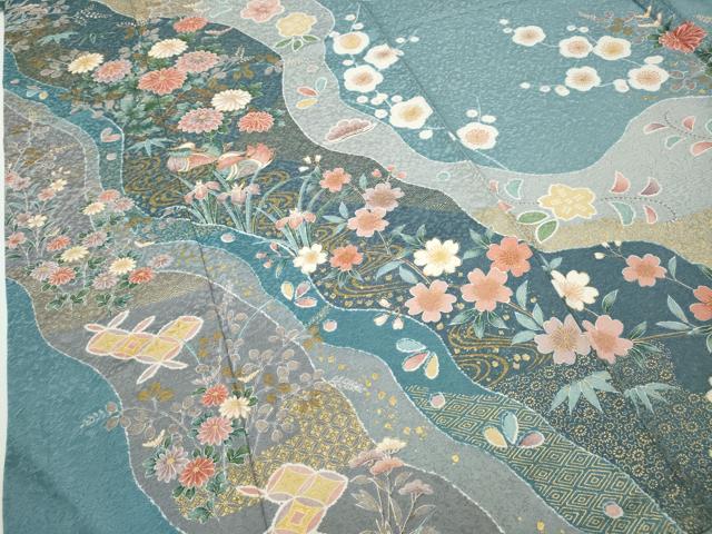平和屋着物●訪問着　道長鴛鴦花文　金彩　正絹　逸品　CABD7310ut