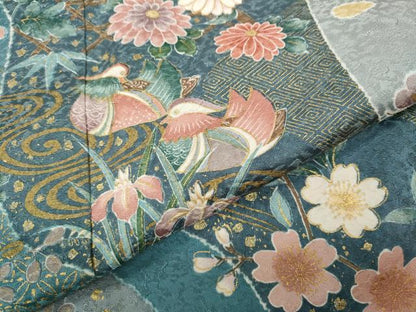 平和屋着物●訪問着　道長鴛鴦花文　金彩　正絹　逸品　CABD7310ut