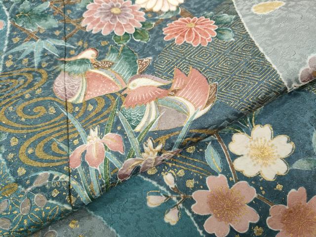 平和屋着物●訪問着　道長鴛鴦花文　金彩　正絹　逸品　CABD7310ut