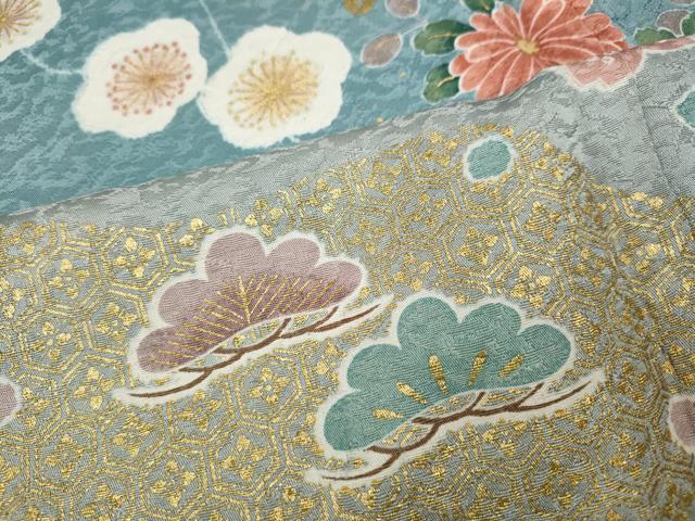 平和屋着物●訪問着　道長鴛鴦花文　金彩　正絹　逸品　CABD7310ut