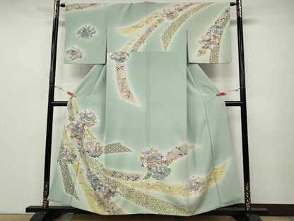 平和屋着物●訪問着　友禅　熨斗風景草花文　暈し染め　正絹　逸品　CABD7311ut