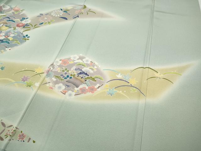 平和屋着物●訪問着　友禅　熨斗風景草花文　暈し染め　正絹　逸品　CABD7311ut