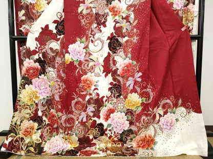 平和屋着物●豪華振袖　刺繍　リボン　舞花文　金彩　正絹　逸品　CABD7312ut