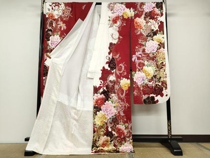 平和屋着物●豪華振袖　刺繍　リボン　舞花文　金彩　正絹　逸品　CABD7312ut