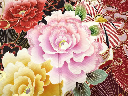 平和屋着物●豪華振袖　刺繍　リボン　舞花文　金彩　正絹　逸品　CABD7312ut