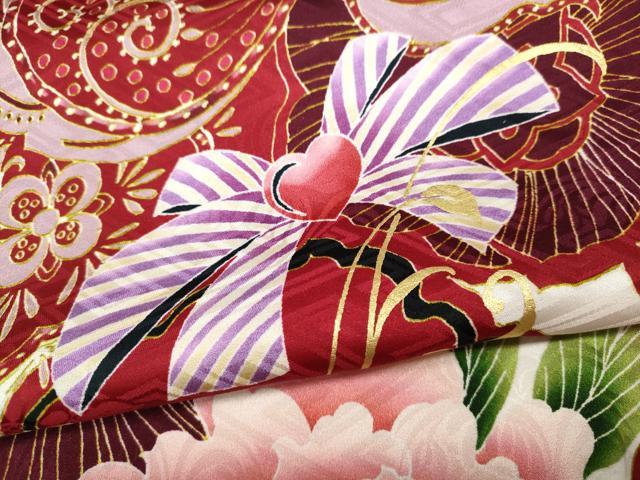 平和屋着物●豪華振袖　刺繍　リボン　舞花文　金彩　正絹　逸品　CABD7312ut