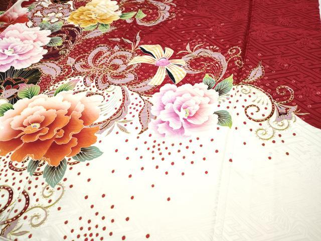 平和屋着物●豪華振袖　刺繍　リボン　舞花文　金彩　正絹　逸品　CABD7312ut