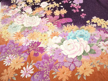 平和屋着物●訪問着　刺繍　舞花文　暈し染め　銀通し地　正絹　逸品　CABD7313ut
