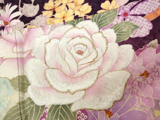 平和屋着物●訪問着　刺繍　舞花文　暈し染め　銀通し地　正絹　逸品　CABD7313ut