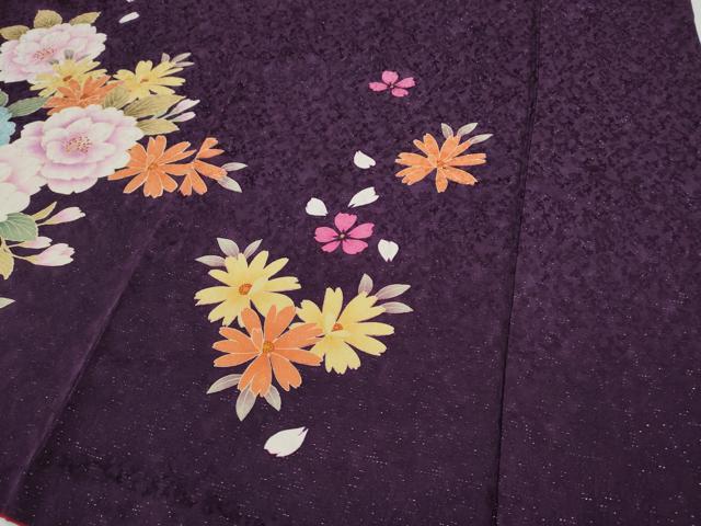 平和屋着物●訪問着　刺繍　舞花文　暈し染め　銀通し地　正絹　逸品　CABD7313ut
