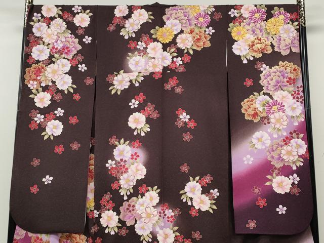 平和屋着物●豪華振袖　刺繍　舞花文　暈し染め　銀通し地　京都きもの友禅　正絹　逸品　CABD7314ut