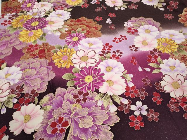 平和屋着物●豪華振袖　刺繍　舞花文　暈し染め　銀通し地　京都きもの友禅　正絹　逸品　CABD7314ut