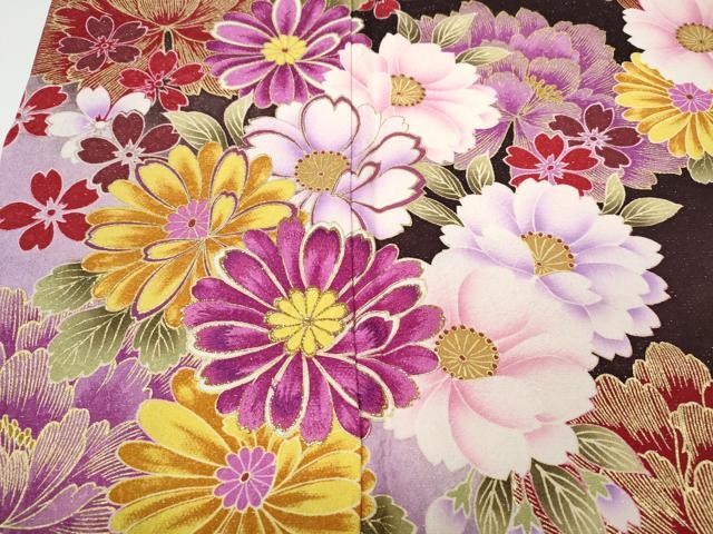 平和屋着物●豪華振袖　刺繍　舞花文　暈し染め　銀通し地　京都きもの友禅　正絹　逸品　CABD7314ut