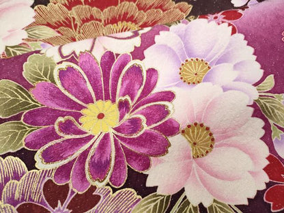 平和屋着物●豪華振袖　刺繍　舞花文　暈し染め　銀通し地　京都きもの友禅　正絹　逸品　CABD7314ut