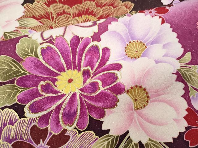 平和屋着物●豪華振袖　刺繍　舞花文　暈し染め　銀通し地　京都きもの友禅　正絹　逸品　CABD7314ut