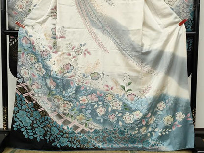 平和屋着物●豪華振袖　辻が花　絞り　暈し染め　銀通し地　正絹　逸品　CABD7315ut
