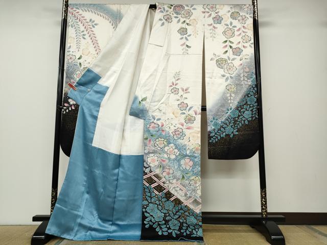 平和屋着物●豪華振袖　辻が花　絞り　暈し染め　銀通し地　正絹　逸品　CABD7315ut
