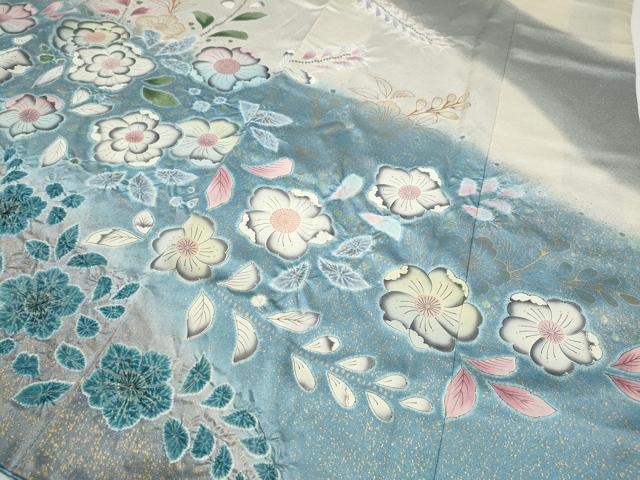 平和屋着物●豪華振袖　辻が花　絞り　暈し染め　銀通し地　正絹　逸品　CABD7315ut