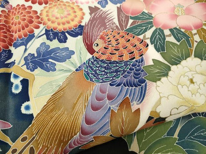 平和屋着物●本加賀友禅作家　百貫華峰　黒留袖　花鳥文　金彩　正絹　逸品　CABD7316ut