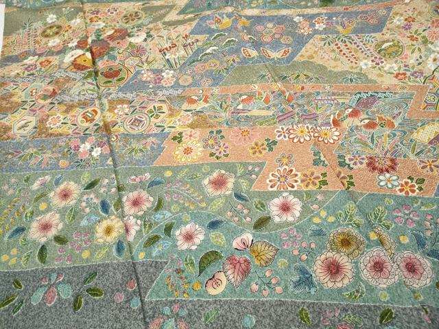 平和屋着物●訪問着　松皮菱鴛鴦花文　金彩　正絹　逸品　CABD7317ut