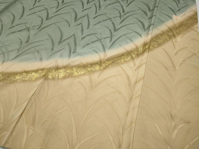 平和屋着物●皇室献上作家　北出与三郎　訪問着　草葉地紋　暈し染め　金彩　正絹　逸品　CABD7318ut