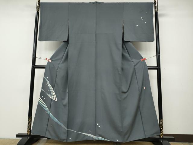 平和屋着物●訪問着　友禅　作家物　流水舞桜文　正絹　逸品　CABD7319ut