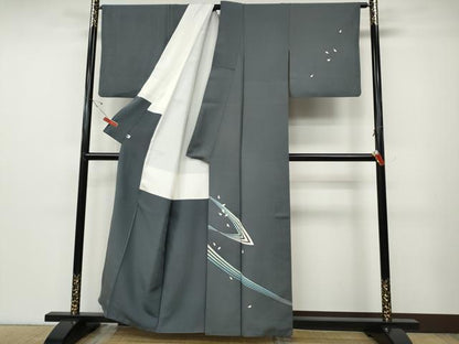 平和屋着物●訪問着　友禅　作家物　流水舞桜文　正絹　逸品　CABD7319ut