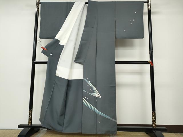 平和屋着物●訪問着　友禅　作家物　流水舞桜文　正絹　逸品　CABD7319ut