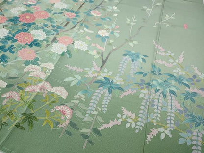平和屋着物●訪問着　友禅　作家物　草花文　暈し染め　正絹　逸品　未使用　CABD7323ut