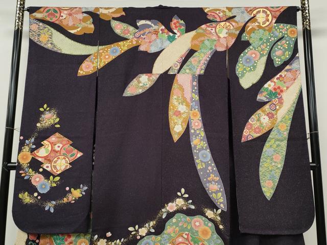 平和屋着物●豪華振袖　駒刺繍　道長吉祥花文　金通し地　正絹　逸品　CABD7327ut