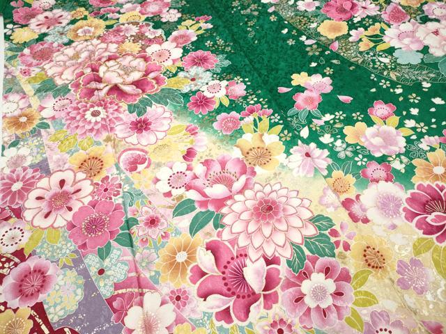 平和屋着物●豪華振袖　刺繍　舞花文　暈し染め　銀通し地　正絹　逸品　CABD7329ut
