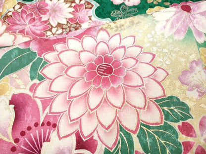 平和屋着物●豪華振袖　刺繍　舞花文　暈し染め　銀通し地　正絹　逸品　CABD7329ut