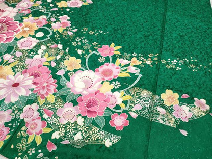 平和屋着物●豪華振袖　刺繍　舞花文　暈し染め　銀通し地　正絹　逸品　CABD7329ut