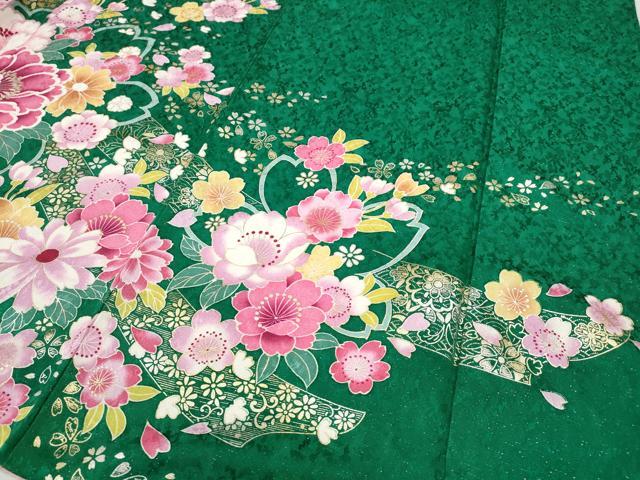平和屋着物●豪華振袖　刺繍　舞花文　暈し染め　銀通し地　正絹　逸品　CABD7329ut