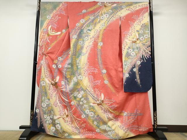 平和屋着物●豪華振袖　辻が花　鳳凰　暈し染め　金彩　正絹　逸品　CABD7330ut
