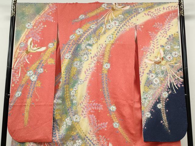 平和屋着物●豪華振袖　辻が花　鳳凰　暈し染め　金彩　正絹　逸品　CABD7330ut