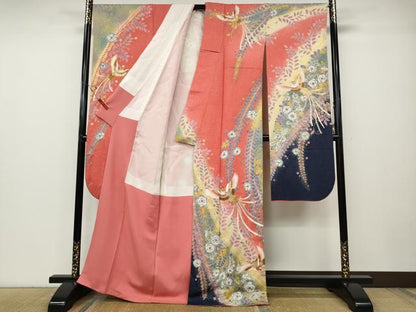 平和屋着物●豪華振袖　辻が花　鳳凰　暈し染め　金彩　正絹　逸品　CABD7330ut
