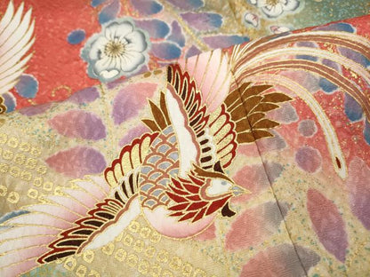 平和屋着物●豪華振袖　辻が花　鳳凰　暈し染め　金彩　正絹　逸品　CABD7330ut