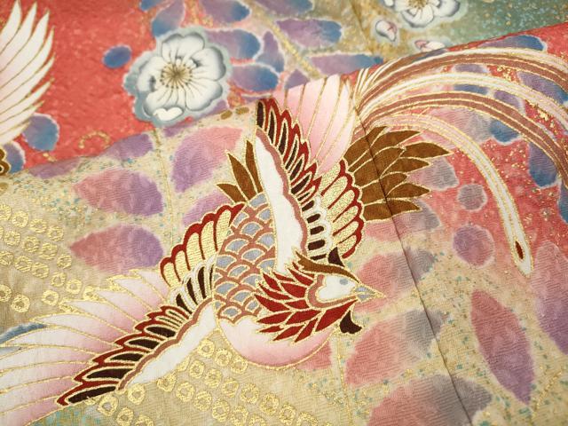 平和屋着物●豪華振袖　辻が花　鳳凰　暈し染め　金彩　正絹　逸品　CABD7330ut