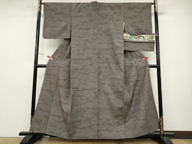 平和屋着物●結城紬　奥順　はたおり娘　80亀甲　風景草花文　証紙付き　正絹　逸品　CABD7335ut