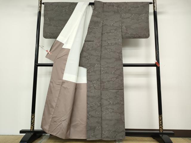 平和屋着物●結城紬　奥順　はたおり娘　80亀甲　風景草花文　証紙付き　正絹　逸品　CABD7335ut