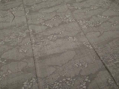 平和屋着物●結城紬　奥順　はたおり娘　80亀甲　風景草花文　証紙付き　正絹　逸品　CABD7335ut