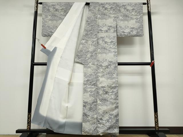 平和屋着物●本場大島紬　白大島　7マルキ　屋久杉染　風景草木文　総絣　窪田織物株式会社謹製　証紙付き　正絹　逸品　CABD7336ut