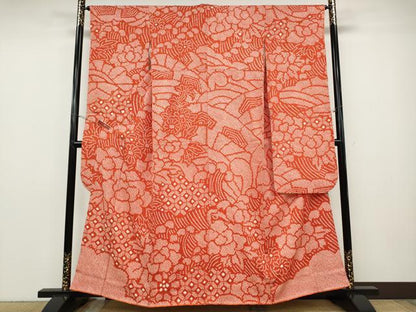 平和屋着物●豪華振袖　総絞り　舞花文　正絹　逸品　CABD7337ut