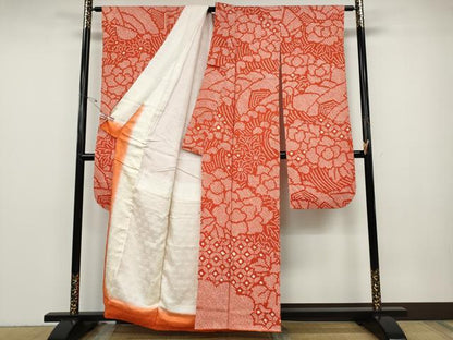 平和屋着物●豪華振袖　総絞り　舞花文　正絹　逸品　CABD7337ut