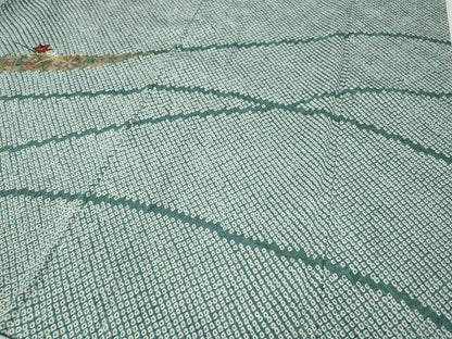 平和屋着物●訪問着　絞り　刺繍　芝草花文　金銀彩　正絹　逸品　未使用　CABD7339ut