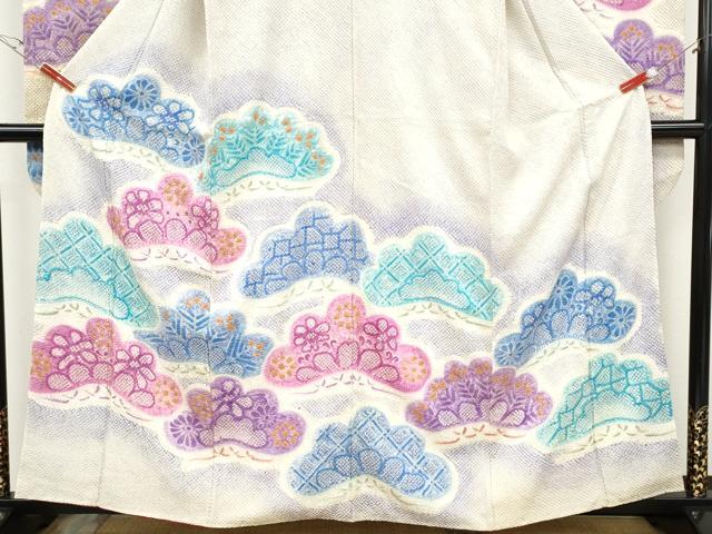平和屋着物●名門　藤娘きぬたや・総絞り　振袖　松花文　正絹　逸品　CABD7340ut